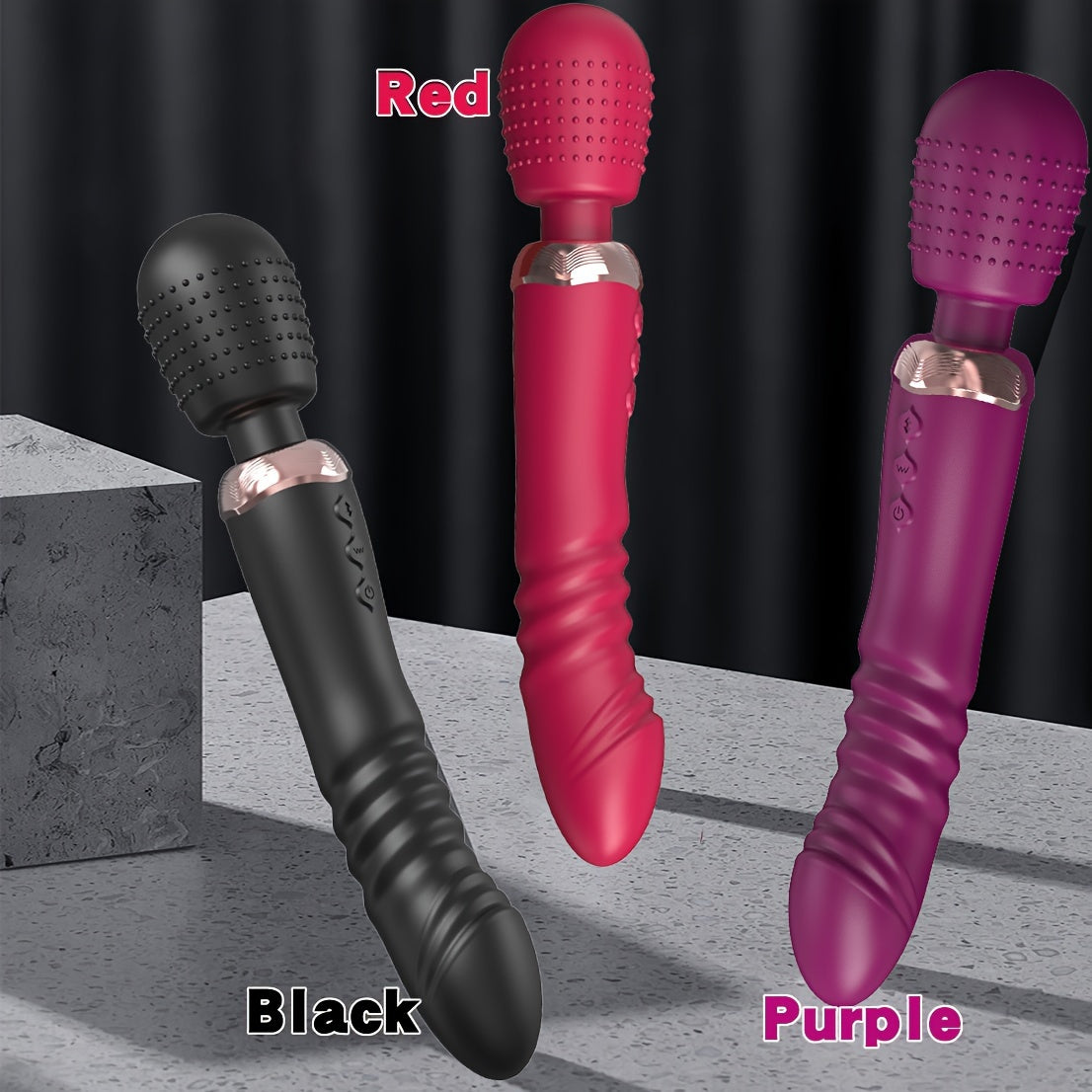 1pc Thrust Vibrator Powerful 2 Motors Fast Thrusting And Dildos Vibrator, Silicone Large Size Wand G-Spot Massager Sex Toy Couple Stimulator For Adults