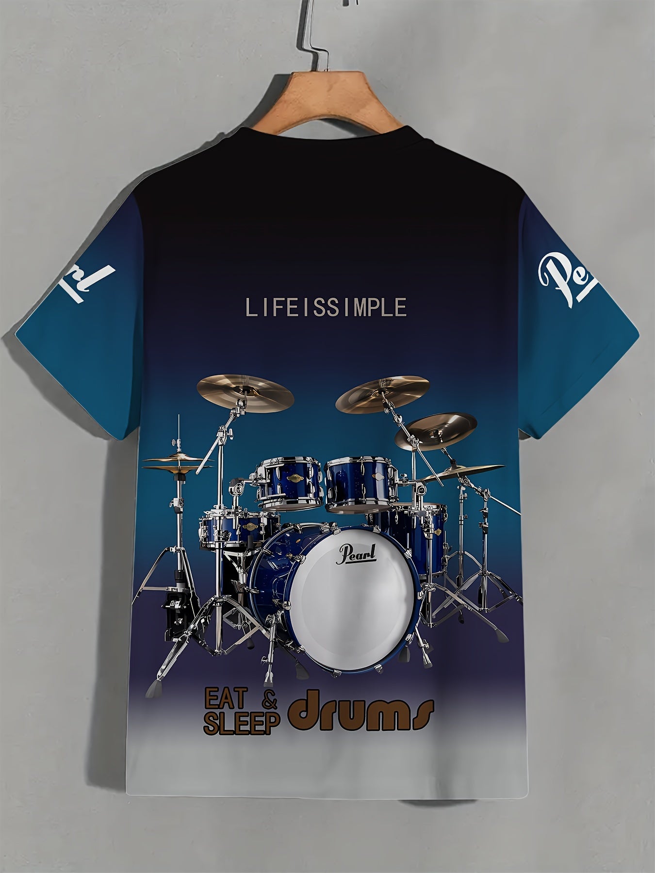 Drum Kit Print Crew Neck T-shirt