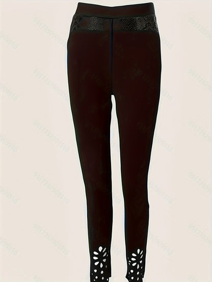 Solid Color High Waist Leggings, Y2K Knitted Skinny Leggings