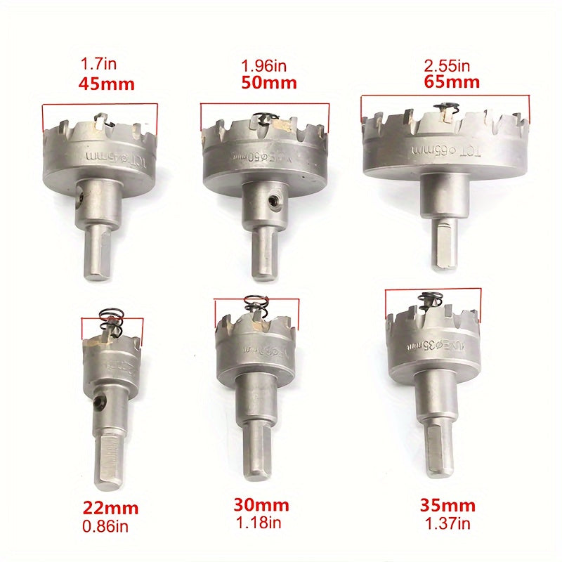 6pcs High-Quality Carbide Tip HSS Drill Bit Set, 22-65mm - Perfect for Stainless Steel & Metal Alloy, Easy-to-Use Hole Saw Kit Drill Bit Set For Metal Drill Bits For Steel