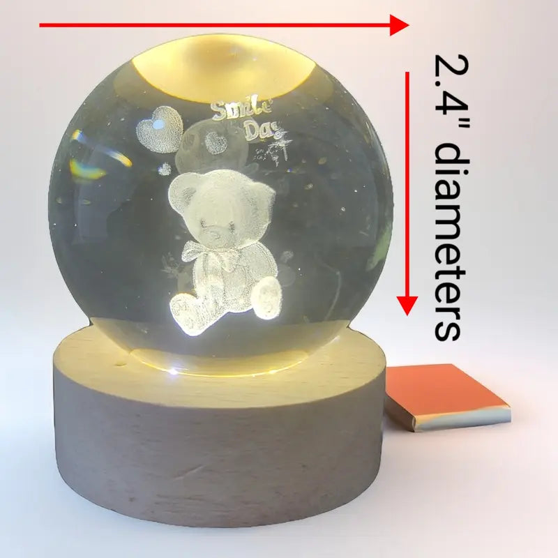 3D Crystal Light Ball for Mother's Day, Night Light with Removable Glow Ball