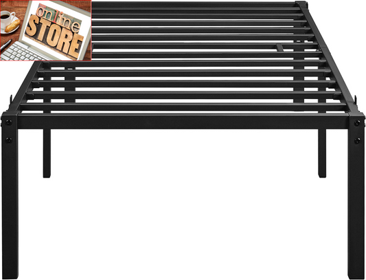 Twin XL Bed Frame with Storage Space, No Box Spring Needed, 18 Inches Powerful Storage Space, Sturdy Steel Slat Support, Black