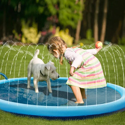170*170Cm Summer Pet Swimming Pool Inflatable Water Sprinkler Outdoor Interactive Fountain Toy for Dogs