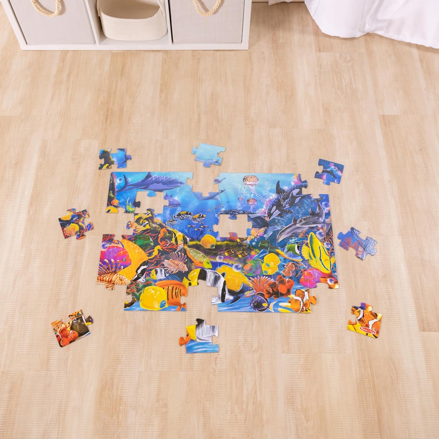 Melissa & Doug Underwater Ocean Floor Puzzle (48 Pcs, 2 X 3 Feet) Toddler Floor Puzzle, Ocean Animals Puzzle for Kids 3+ - Fsc-Certified Materials