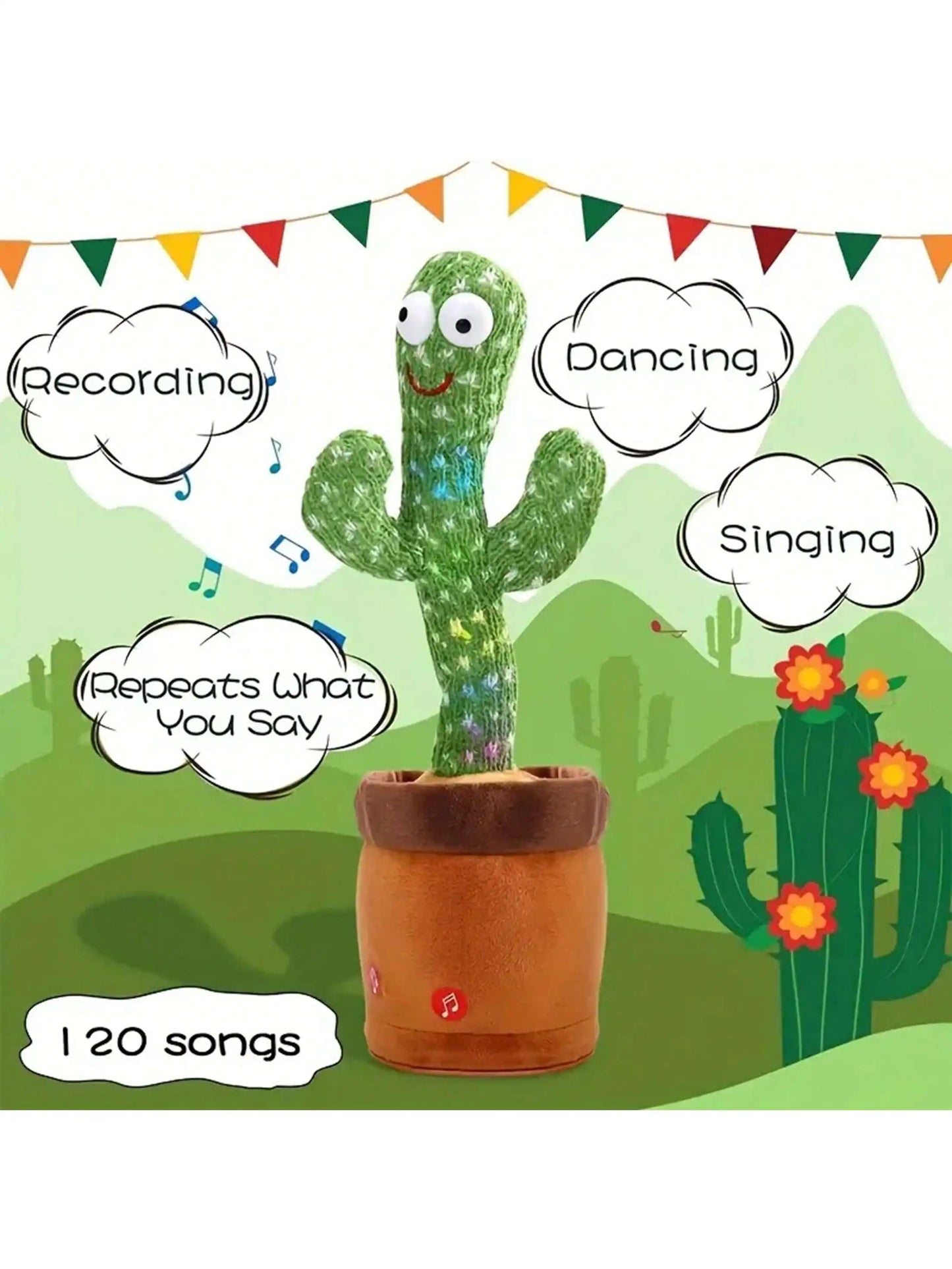 Educational Toy Dancing Talking Cactus Toys for Baby Singing Mimicking Recording 