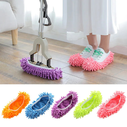 Chenille Dust Mop Slippers 2Pcs-Foot Socks Mop Caps Multi-Function Floor Cleaning Lazy Shoe Covers Dust Hair Cleaner