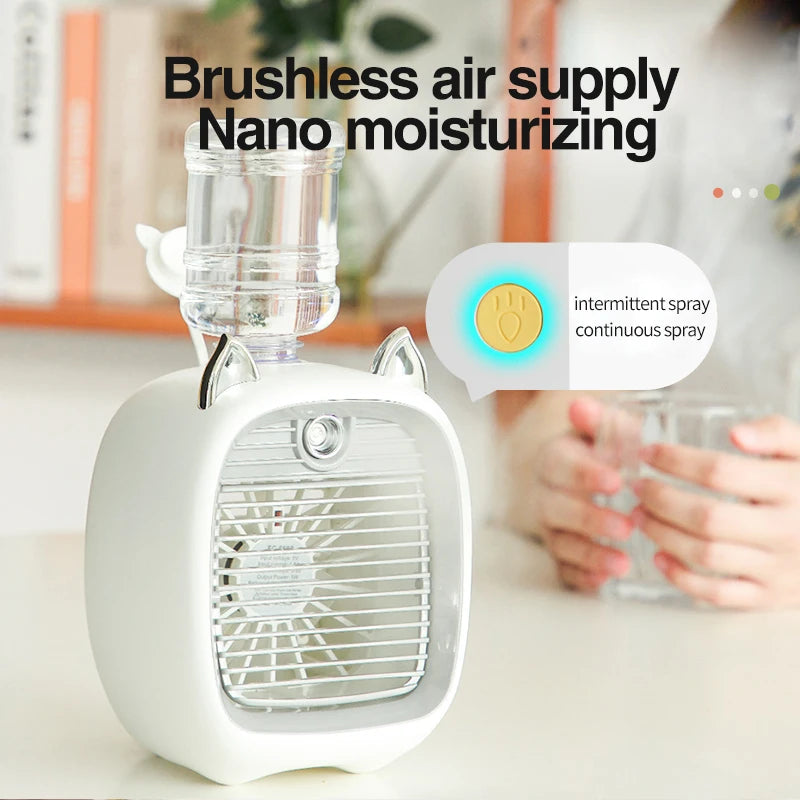 Portable Air Conditioner USB Mini Air Cooler Fan Water Cooling Fan with 3 Speed 2 Modes Spray Humidifier Purifier for Car Home