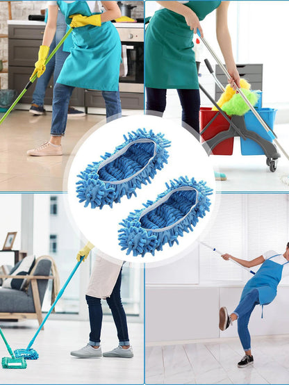 Chenille Dust Mop Slippers 2Pcs-Foot Socks Mop Caps Multi-Function Floor Cleaning Lazy Shoe Covers Dust Hair Cleaner