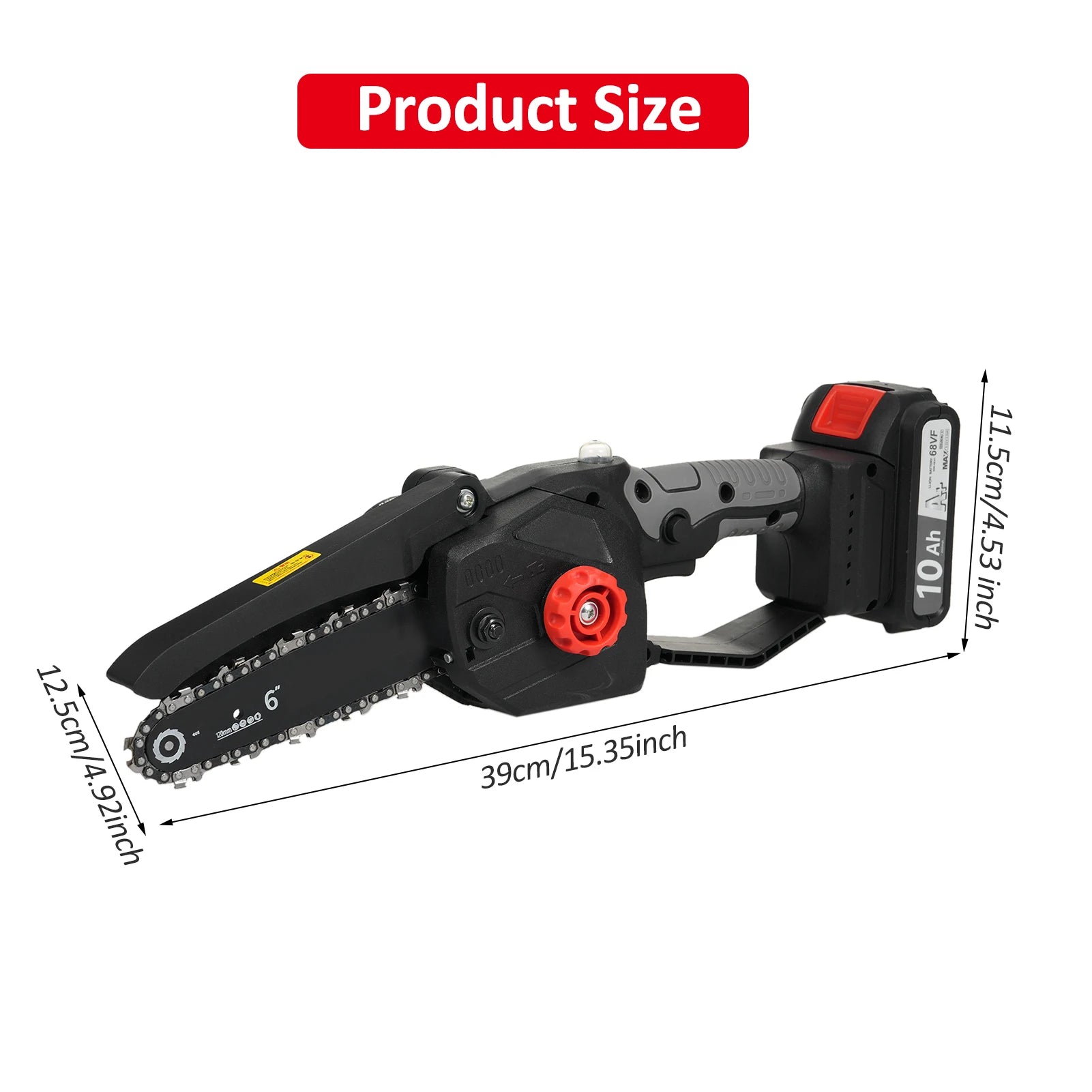 6-INCH Cordless Mini Chainsaw Electric Power Chainsaw 68VF Rechargeable Battery with Splash Guard for Wood Cutting Tree Trimming