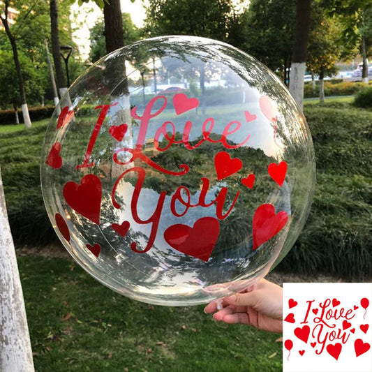 5Pcs I Love You Balloon Stickers Valentine Day Decoration Red Heart Bobo Balloon Sticker Wedding Birthday Party Decor Supplies