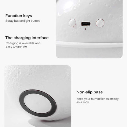 2 in 1 Moon Night Light & Humidifiers with USB Powered, White, Warm White, Yellow 3D LED Moon Light with Stand