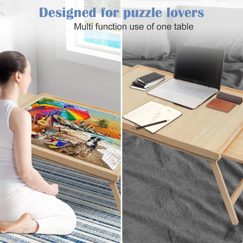 1500 Pcs Puzzle Board Wooden Jigsaw Puzzle Table with Folding Legs 4 Drawers