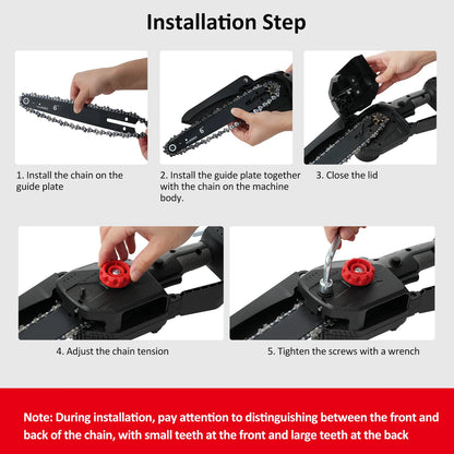 6-INCH Cordless Mini Chainsaw Electric Power Chainsaw 68VF Rechargeable Battery with Splash Guard for Wood Cutting Tree Trimming