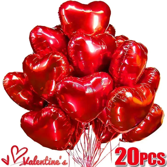 18 Inch Red Love Heart Balloons Color Metal Mirror Aluminum Film Balloon Helium Globos for Valentine'S Day Wedding Party Decor