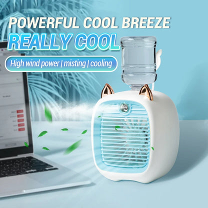 Portable Air Conditioner USB Mini Air Cooler Fan Water Cooling Fan with 3 Speed 2 Modes Spray Humidifier Purifier for Car Home