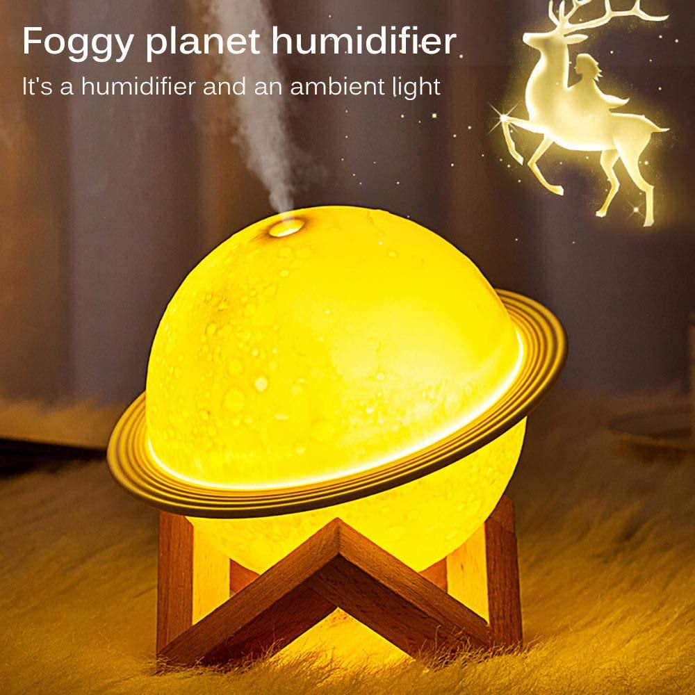 2 in 1 Moon Night Light & Humidifiers with USB Powered, White, Warm White, Yellow 3D LED Moon Light with Stand