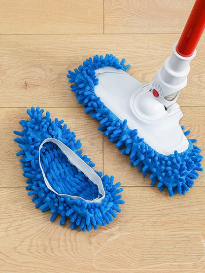 Chenille Dust Mop Slippers 2Pcs-Foot Socks Mop Caps Multi-Function Floor Cleaning Lazy Shoe Covers Dust Hair Cleaner