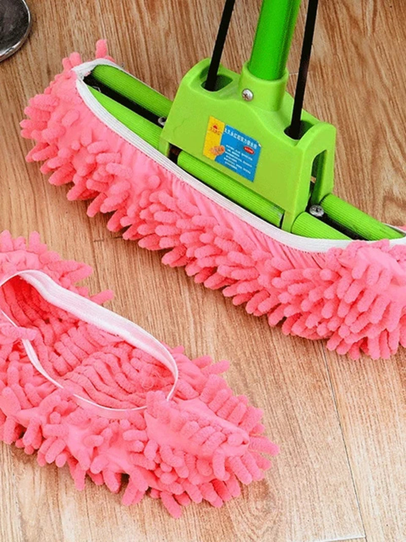 Chenille Dust Mop Slippers 2Pcs-Foot Socks Mop Caps Multi-Function Floor Cleaning Lazy Shoe Covers Dust Hair Cleaner