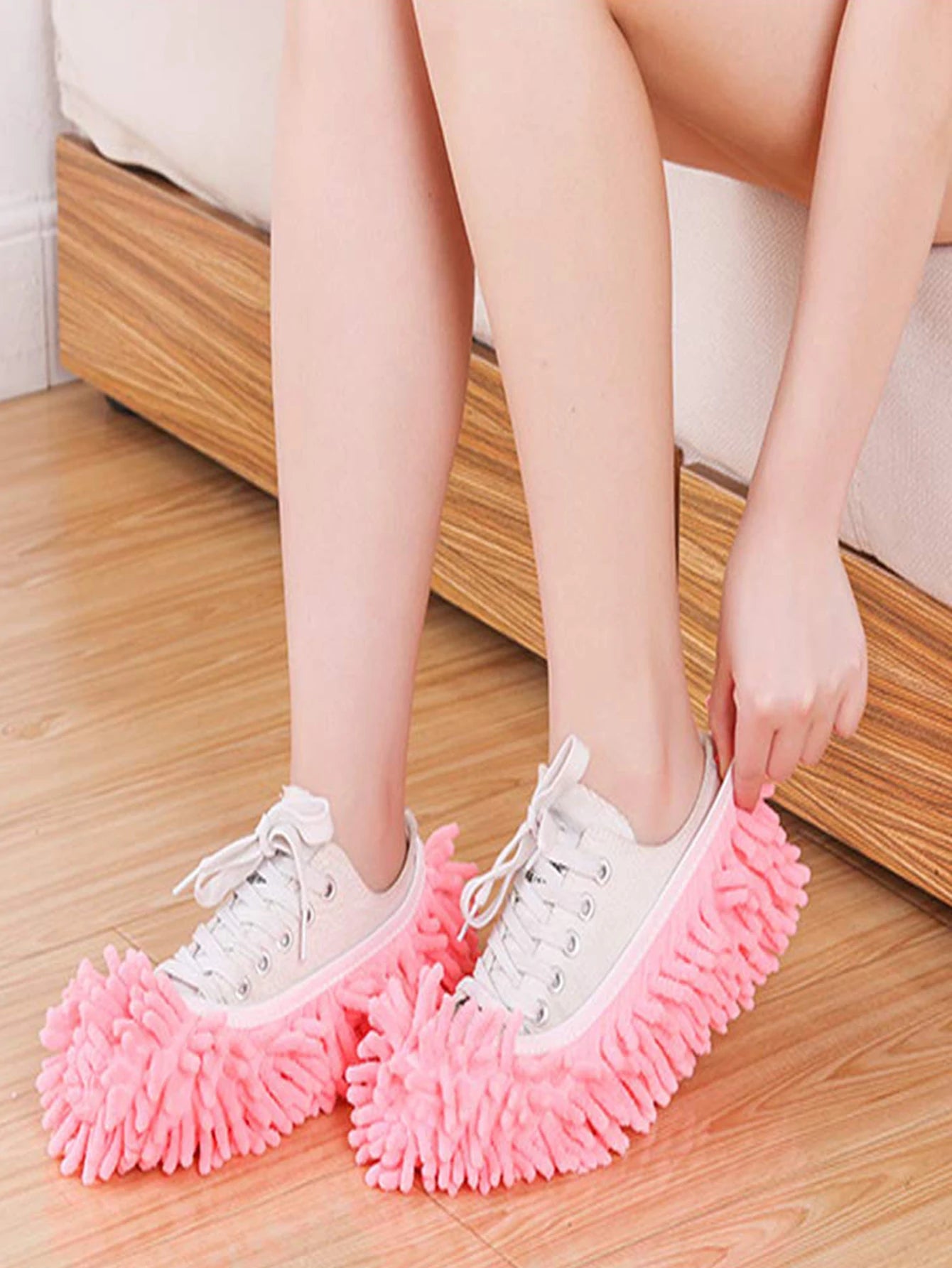 Chenille Dust Mop Slippers 2Pcs-Foot Socks Mop Caps Multi-Function Floor Cleaning Lazy Shoe Covers Dust Hair Cleaner