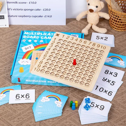 Multiplication Wooden Board Game Kids Learning Educational Toys