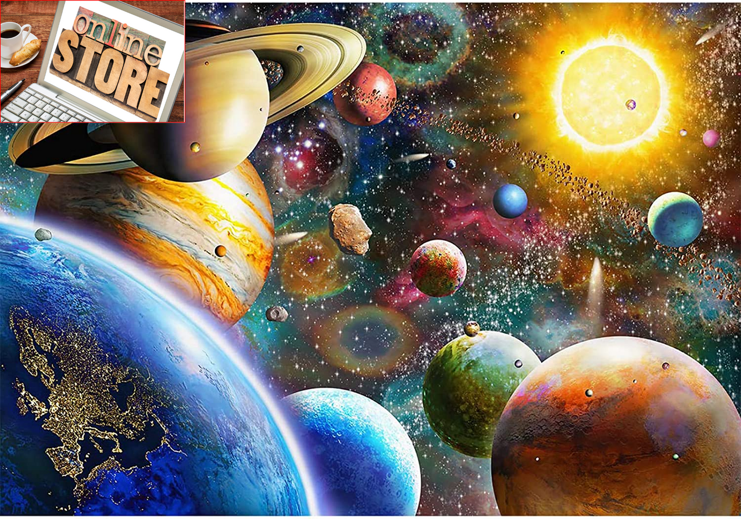 Jigsaw Puzzles 1000 Pieces for Adults (Space Traveler, Solar System)