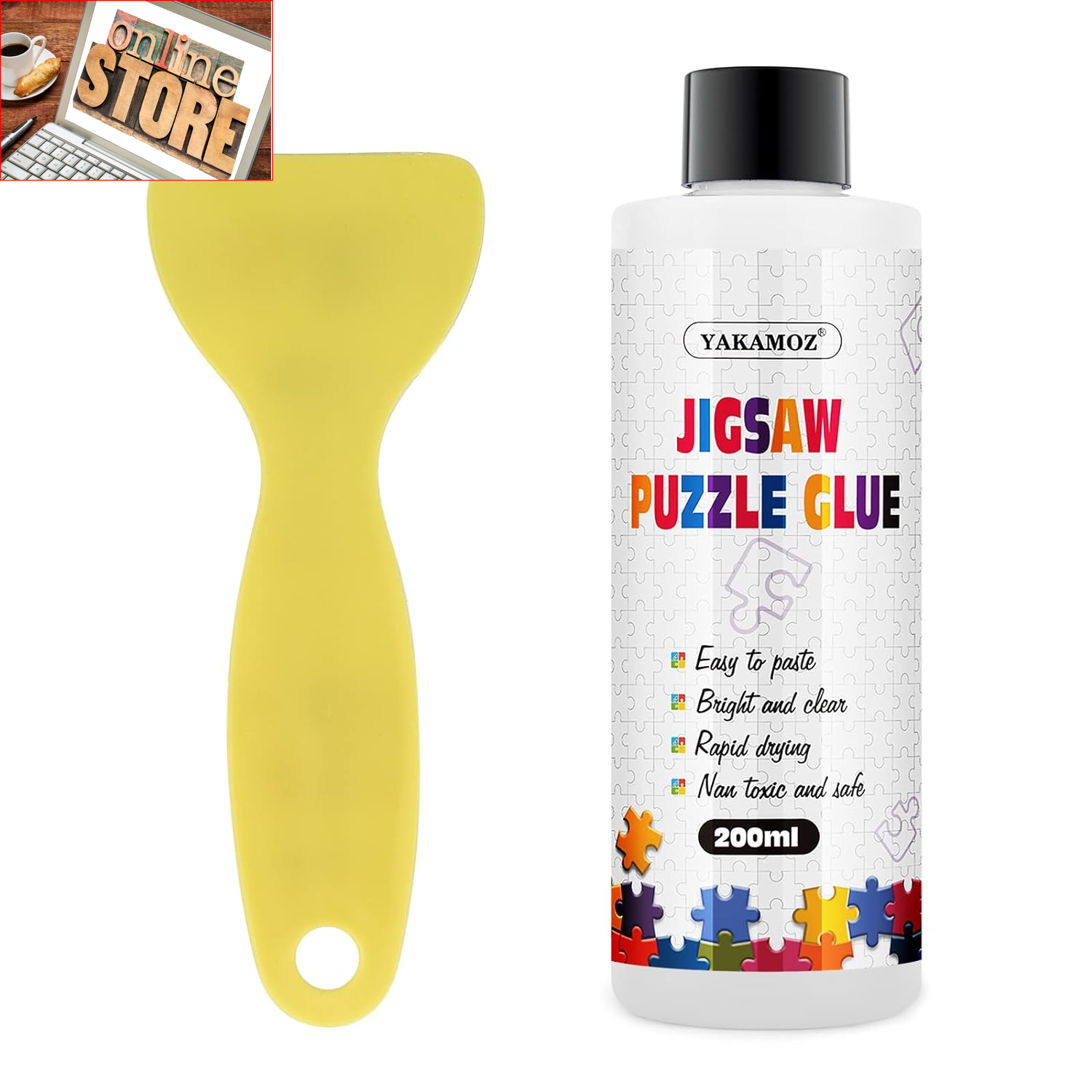 Jigsaw Puzzle Glue with Applicator Clear Water-Soluble Special Craft Puzzle Glue, Non-Toxic and Quick Dry for 3000/4500/5000 Pieces of Puzzle,200Ml