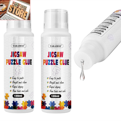 Jigsaw Puzzle Glue with Applicator Clear Water-Soluble Special Craft Puzzle Glue, Non-Toxic and Quick Dry for 3000/4500/5000 Pieces of Puzzle,200Ml